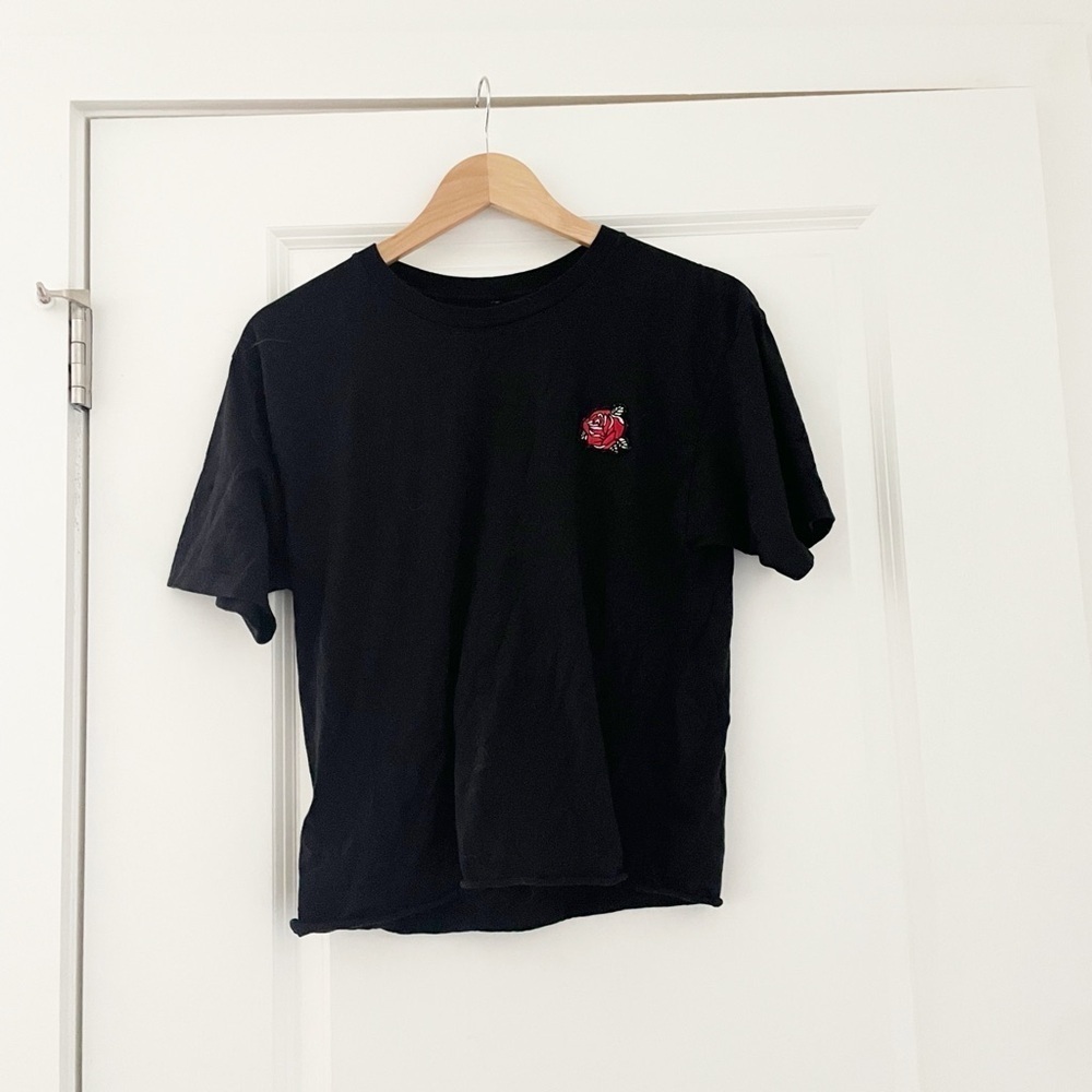 Unemployed Denim Rose Applique Tee Shirt